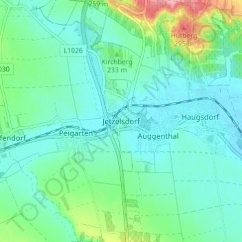 Jetzelsdorf topographic map, elevation, terrain