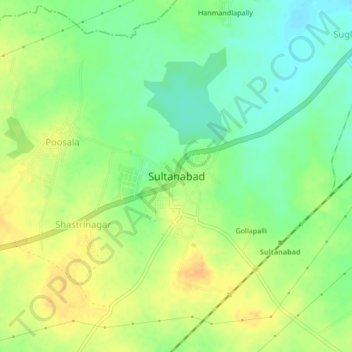 Sulthanabad topographic map, elevation, terrain