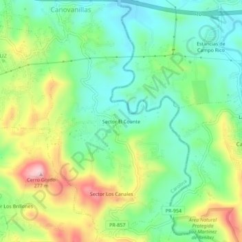 Sector El Counte topographic map, elevation, terrain