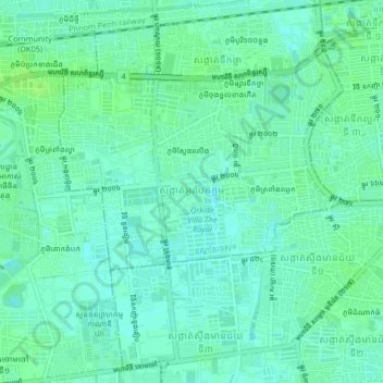 Sangkat Ou Baek K'am topographic map, elevation, terrain