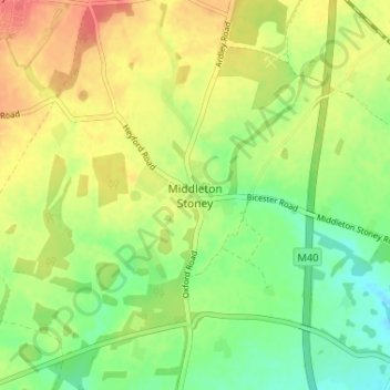 Middleton Stoney topographic map, elevation, terrain