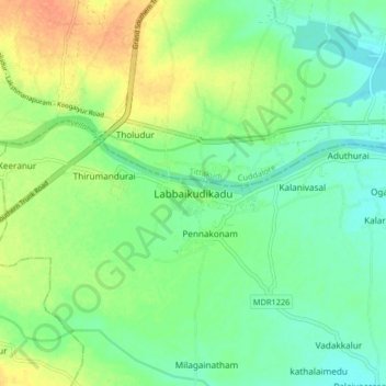 Labbaikudikadu topographic map, elevation, terrain