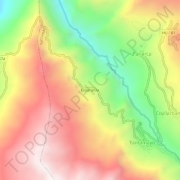 Esperanza topographic map, elevation, terrain