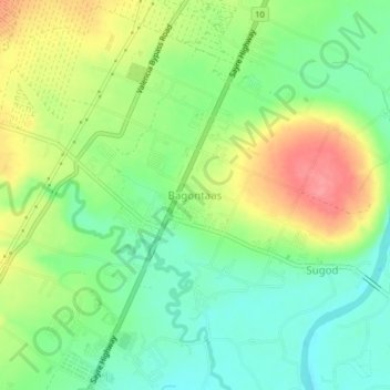 Bagontaas topographic map, elevation, terrain