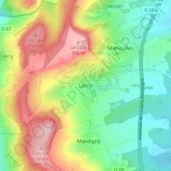 Lorry topographic map, elevation, terrain