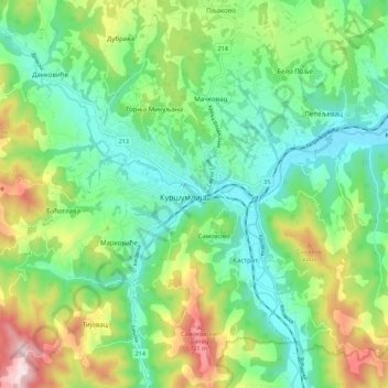 Kursumlija topographic map, elevation, terrain