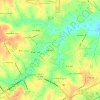 Glendale topographic map, elevation, terrain