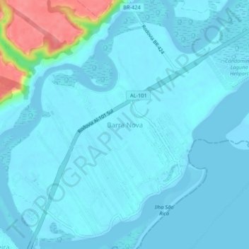 Barra Nova topographic map, elevation, terrain