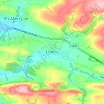 Landkey topographic map, elevation, terrain