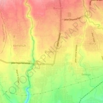 Blahbatuh topographic map, elevation, terrain