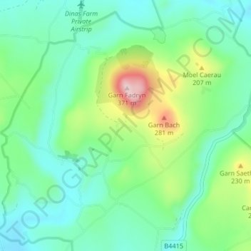 Garnfadryn topographic map, elevation, terrain