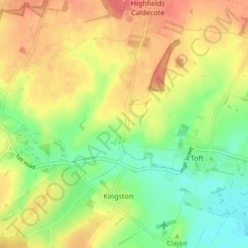 Caldecote topographic map, elevation, terrain