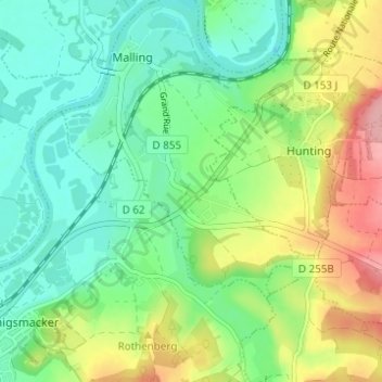 Petite Hettange topographic map, elevation, terrain