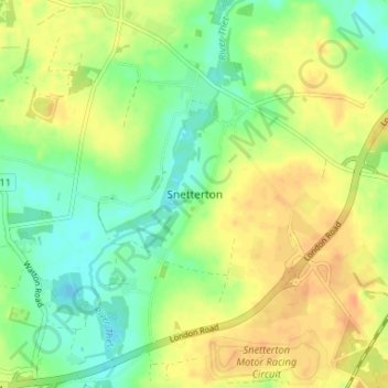 Snetterton topographic map, elevation, terrain
