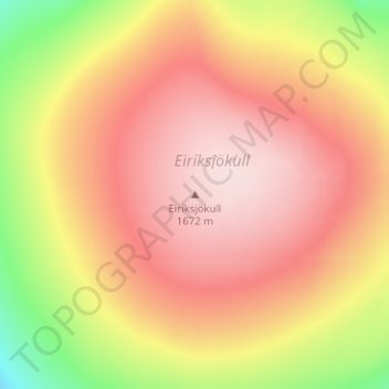 Eiríksjökull topographic map, elevation, terrain