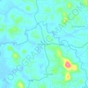 Kadiyangad topographic map, elevation, terrain
