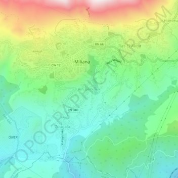 Aïn Berkouk topographic map, elevation, terrain