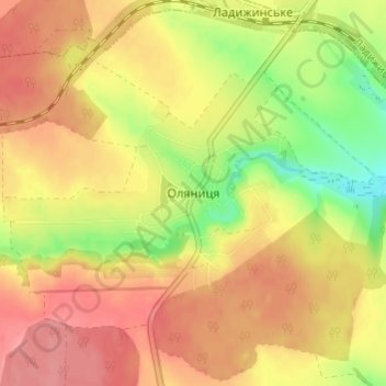 Оляница topographic map, elevation, terrain