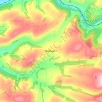 Darowen topographic map, elevation, terrain