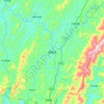 通道县 topographic map, elevation, terrain