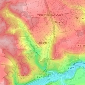 Rübgarten topographic map, elevation, terrain
