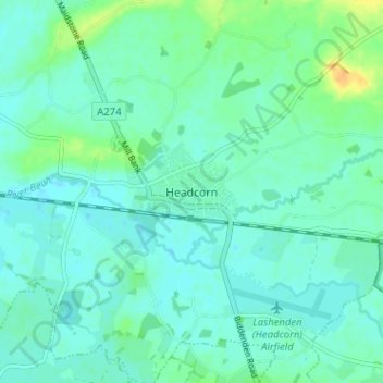 Headcorn topographic map, elevation, terrain