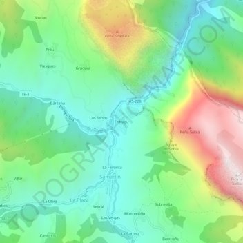 Entragu topographic map, elevation, terrain