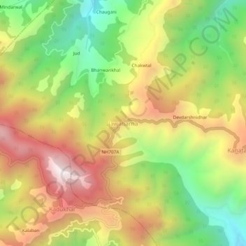 Jawaharna topographic map, elevation, terrain