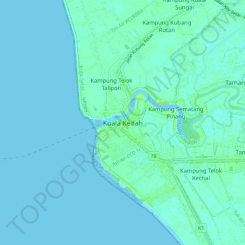 Kuala Kedah topographic map, elevation, terrain