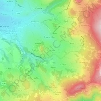 Les Couderts topographic map, elevation, terrain