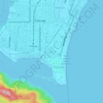 Cilacap topographic map, elevation, terrain