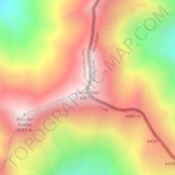 Cerro Seler topographic map, elevation, terrain