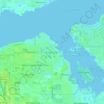 Braden Castle topographic map, elevation, terrain