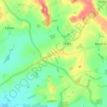 Burley Gate topographic map, elevation, terrain