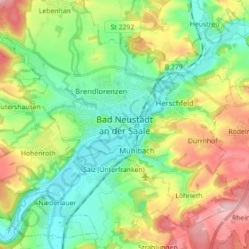 Bad Neustadt an der Saale topographic map, elevation, terrain