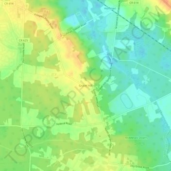 Gravel Hill topographic map, elevation, terrain