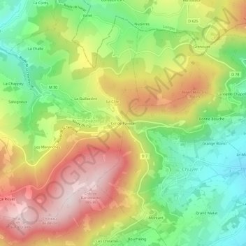 Col de Pavezin topographic map, elevation, terrain