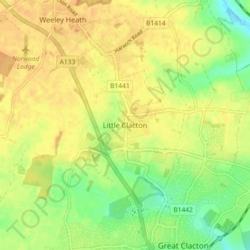 Little Clacton topographic map, elevation, terrain