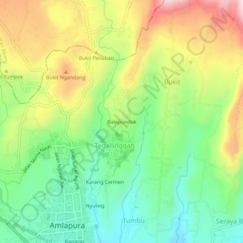 Balepunduk topographic map, elevation, terrain