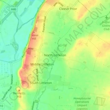 North Littleton topographic map, elevation, terrain