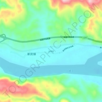 土坪村 topographic map, elevation, terrain