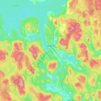 Leksands kommun topographic map, elevation, terrain