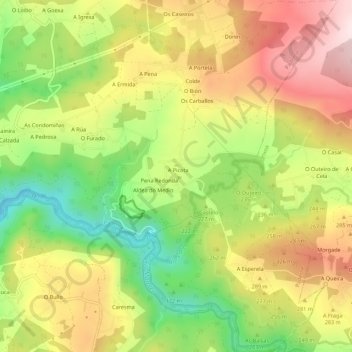 Vigo topographic map, elevation, terrain