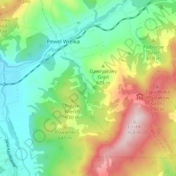 Święci topographic map, elevation, terrain