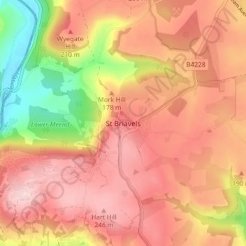 St Briavels topographic map, elevation, terrain