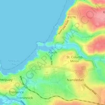 Porth topographic map, elevation, terrain