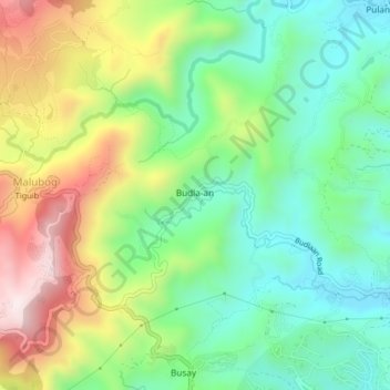 Budlaan topographic map, elevation, terrain