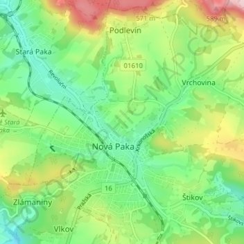 Desatero topographic map, elevation, terrain