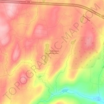 Pocono Mountain Woodland Lakes topographic map, elevation, terrain