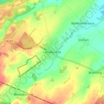 Littlebourne topographic map, elevation, terrain